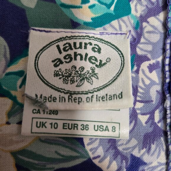 Vintage 80s Laura Ashley Blue Floral Peplum Top Size XS Upcycled Fairy Romantic - Picture 9 of 12